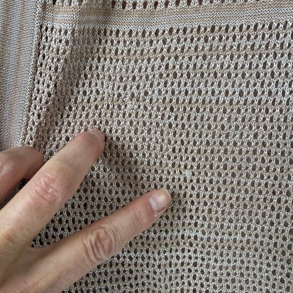 White House Black Market Long Open Cardigan Small Beige Pointelle Open Knit READ - Picture 3 of 13